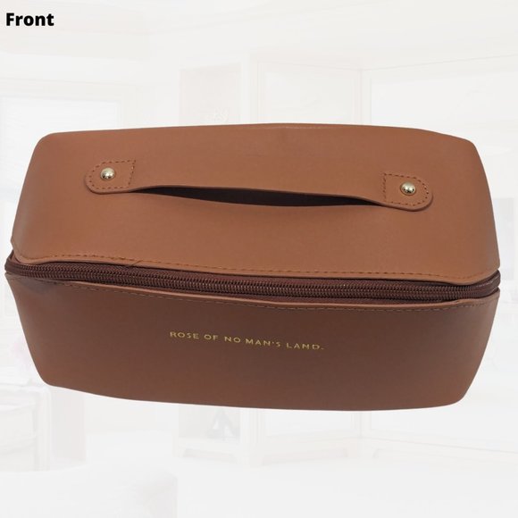 Large Capacity Toiletry & Makeup Bag - Waterproof PU Leather - Brown - Picture 2 of 7